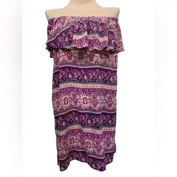 Beach Lunch Lounge Womens size M Violet Evi Dress Off The Shoulder Ruffle - Picture 5 of 7